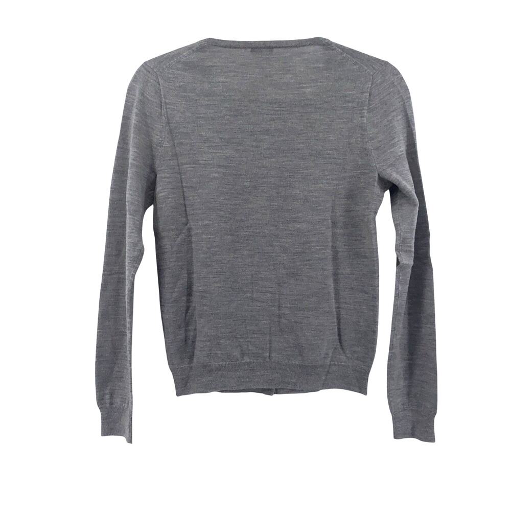 J. Crew Women 100% Merino Wool Ruffle Cardigan Size S Gray Long Sleeve Buttons - Picture 5 of 5